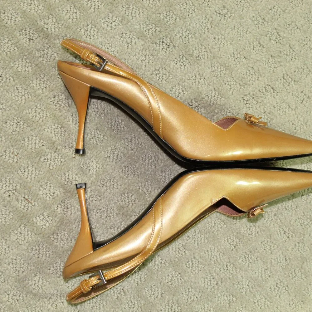 Prada Women's Size 7 / 37.5 Gold Patent Leather 3
